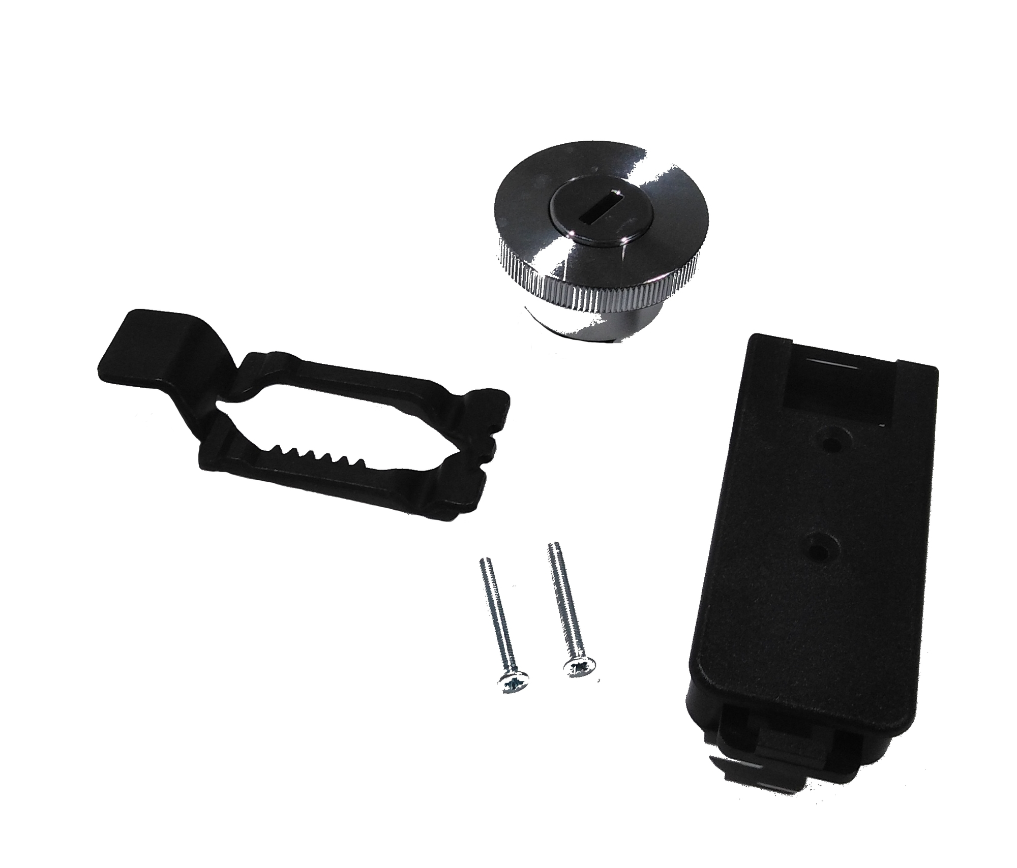 USM Haller Griff-Set für Klapptüren und Ausziehtüren, bestehend aus Griff, Halterung und Schrauben.