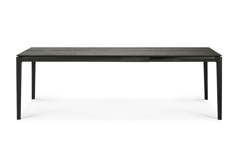 Bok Ausziehtisch aus Eiche in Schwarz von Ethnicraft, Esstisch mit geraden Beinen.