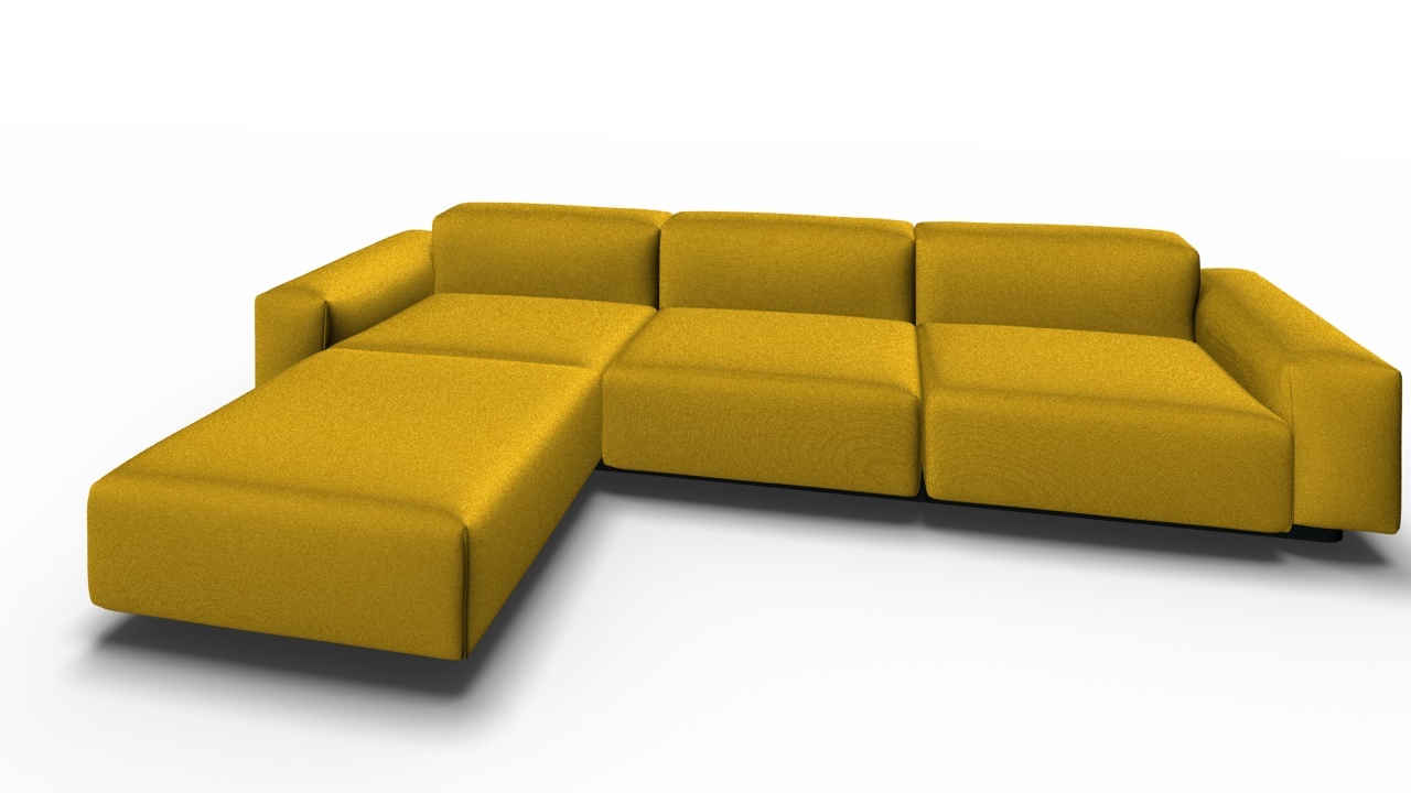 Soft Modular Sofa 3-Sitzer mit Chaise Longue Volo rapsgelb Vitra