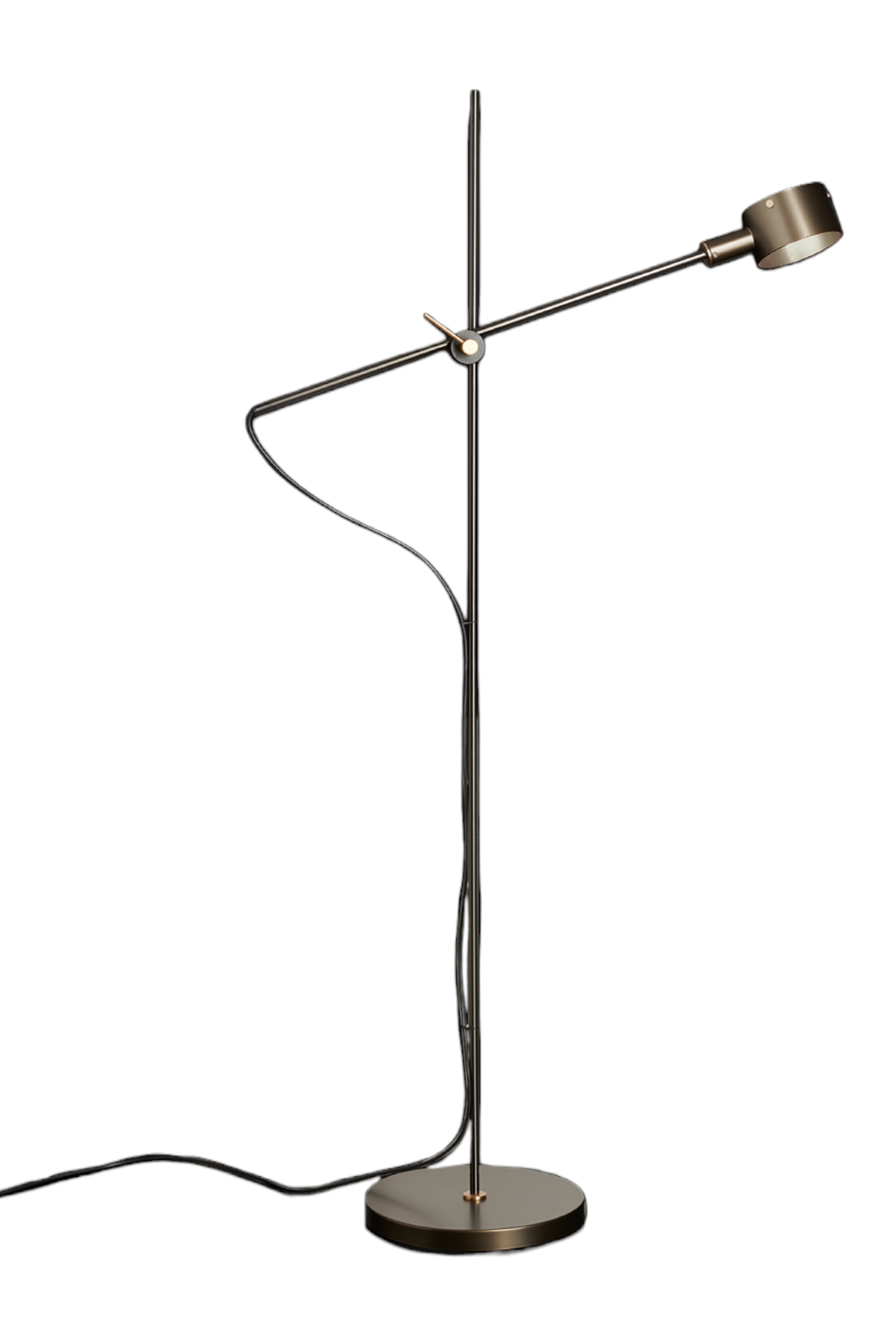 G.O. 352 Stehleuchte von Oluce, moderne Stehlampe mit verstellbarem Arm und Kopf.