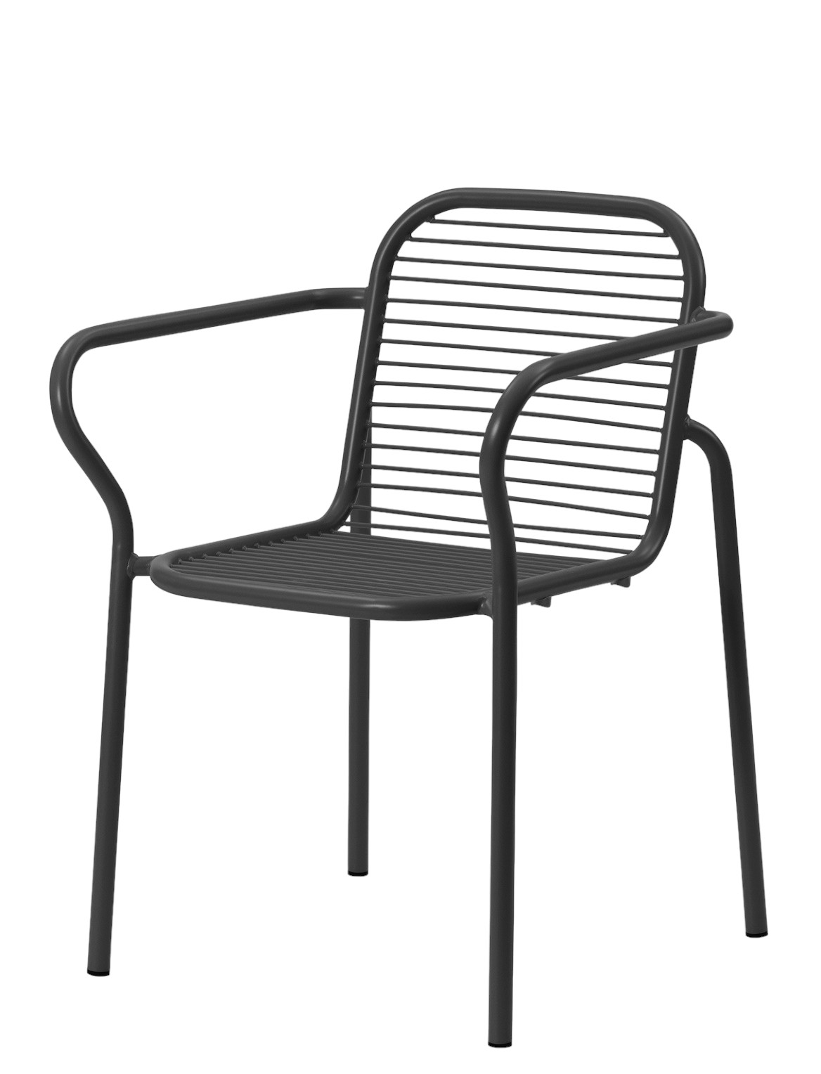 Vig Armchair von Normann Copenhagen: Grauer Outdoor Armlehnstuhl aus Metall mit minimalistischem Design.
