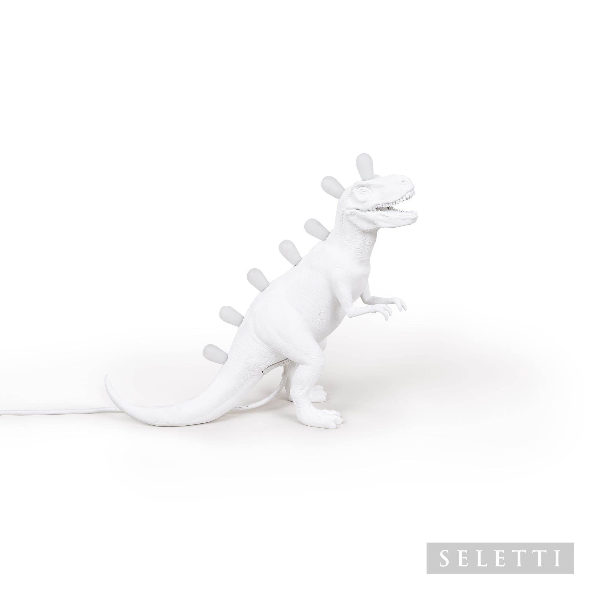 Weiße Jurassic Lamp Rex Leuchte von Seletti, Dinosaurier Lampe für Kinderzimmer und Wohnraum.