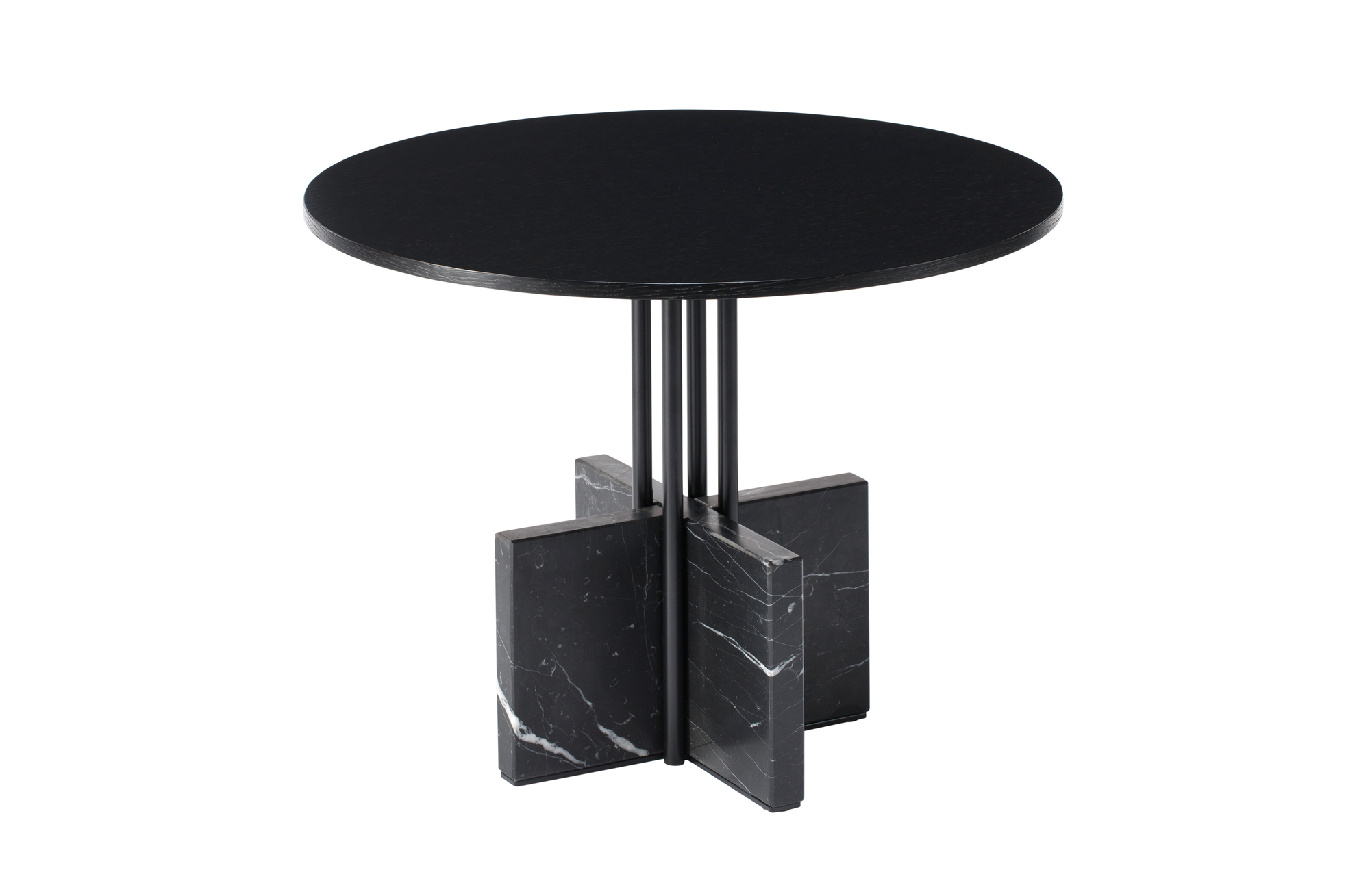 Gravity Table Beistelltisch mit schwarzer Tischplatte und Marmorfuß, moderner Design-Tisch für Wohnzimmer.