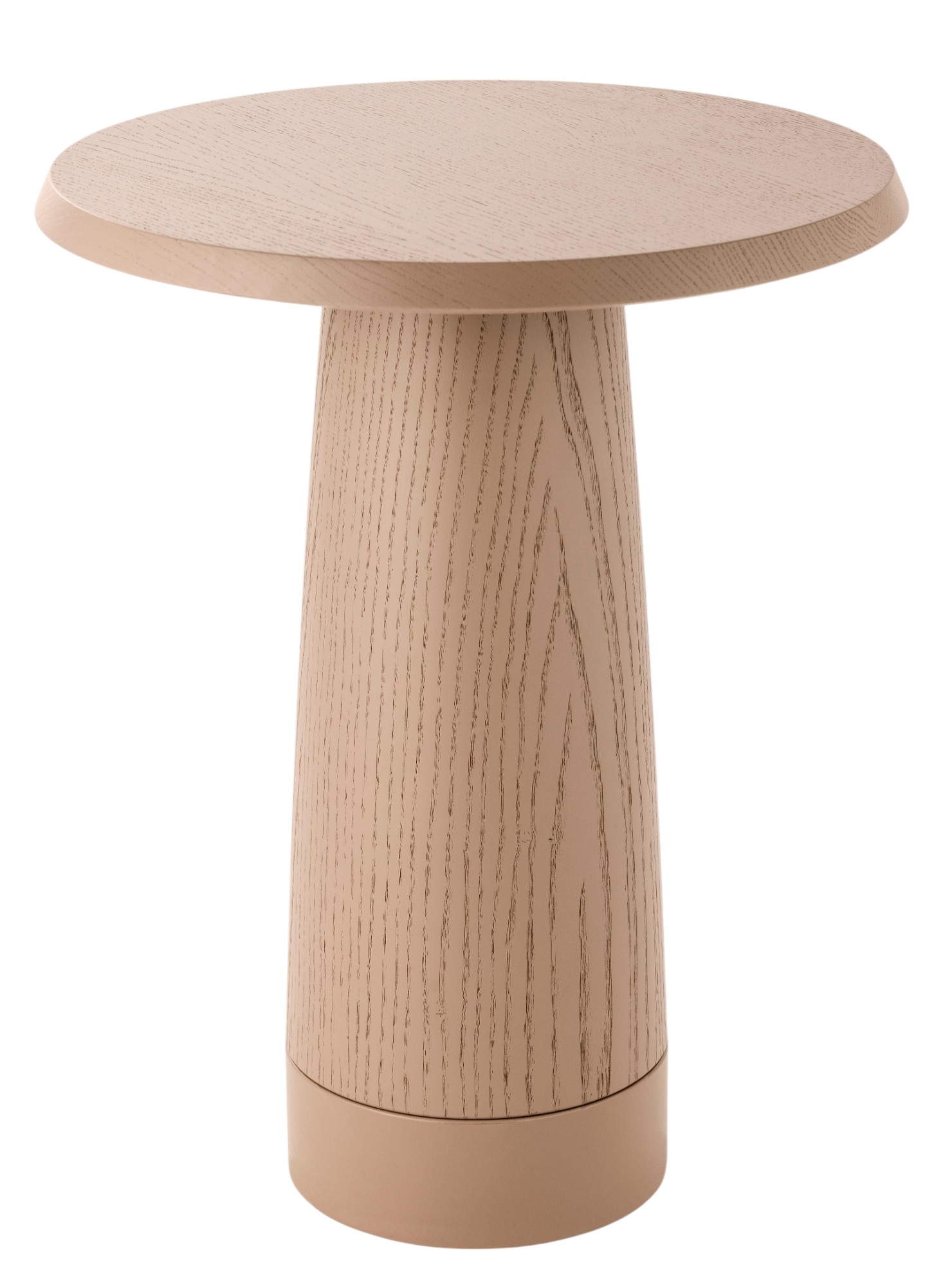 Amanita Beistelltisch von Schönbuch, helles Holz, runder Tisch für Wohnzimmer und Schlafzimmer.