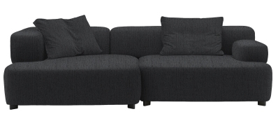 Dunkelgraues Alphabet Sofa von Fritz Hansen, 3-Sitzer mit Armlehne links und losen Kissen.