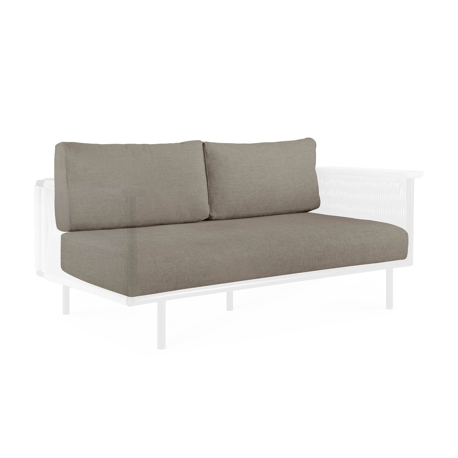 Corbey Outdoor Sofa 2-Sitzer von Ethnicraft mit Kissen in Beige. Gartenmöbel für Terrasse.
