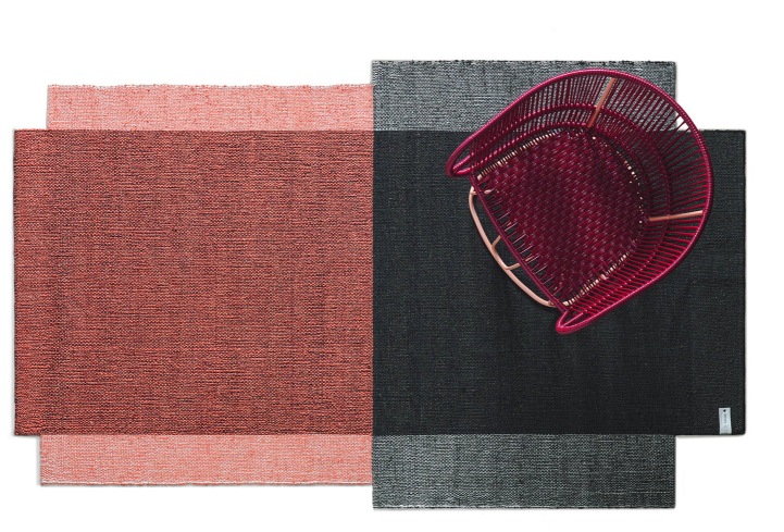 Nobsa Teppich in Flaschengrün und Orange, kleiner Webteppich für Wohnzimmer und Schlafzimmer.