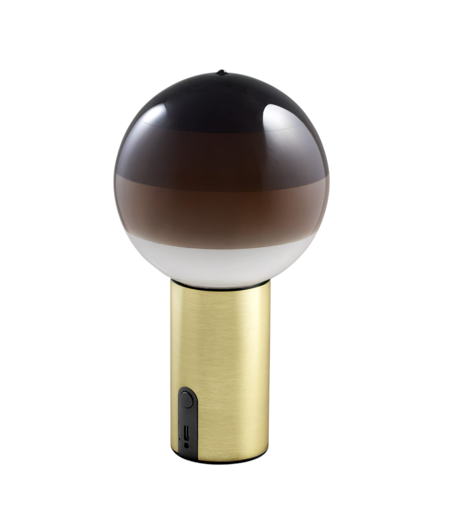 Marset Dipping Light Portable: Akkuleuchte mit Farbverlauf und goldenem Fuß für stimmungsvolle Beleuchtung.