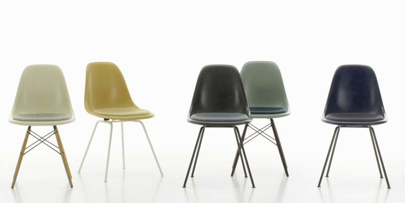 Eames Fiberglass Chair DSX Stuhl mit Sitzpolster Vitra