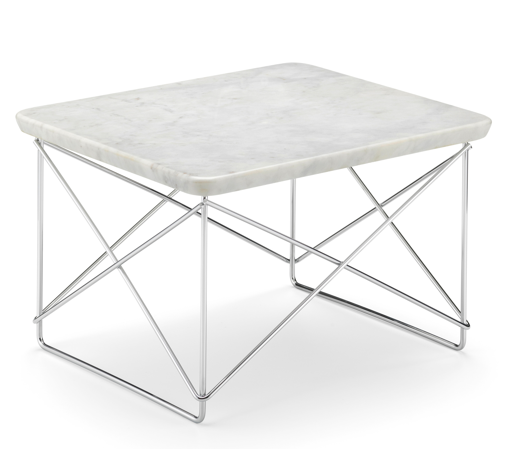 Vitra LTR Occasional Beistelltisch mit Marmorplatte und Chromgestell, modernes Design für Wohnzimmer.