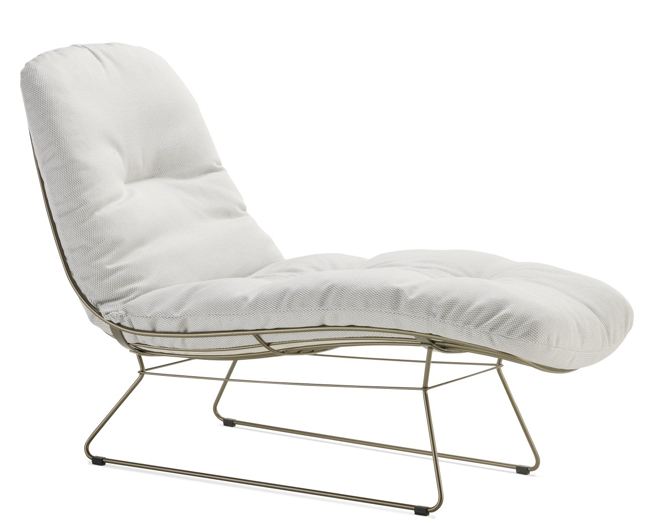 Weiße Leyasol Sonnenliege von Freifrau Manufaktur für Indoor und Outdoor, bequeme Polsterung und modernes Design.