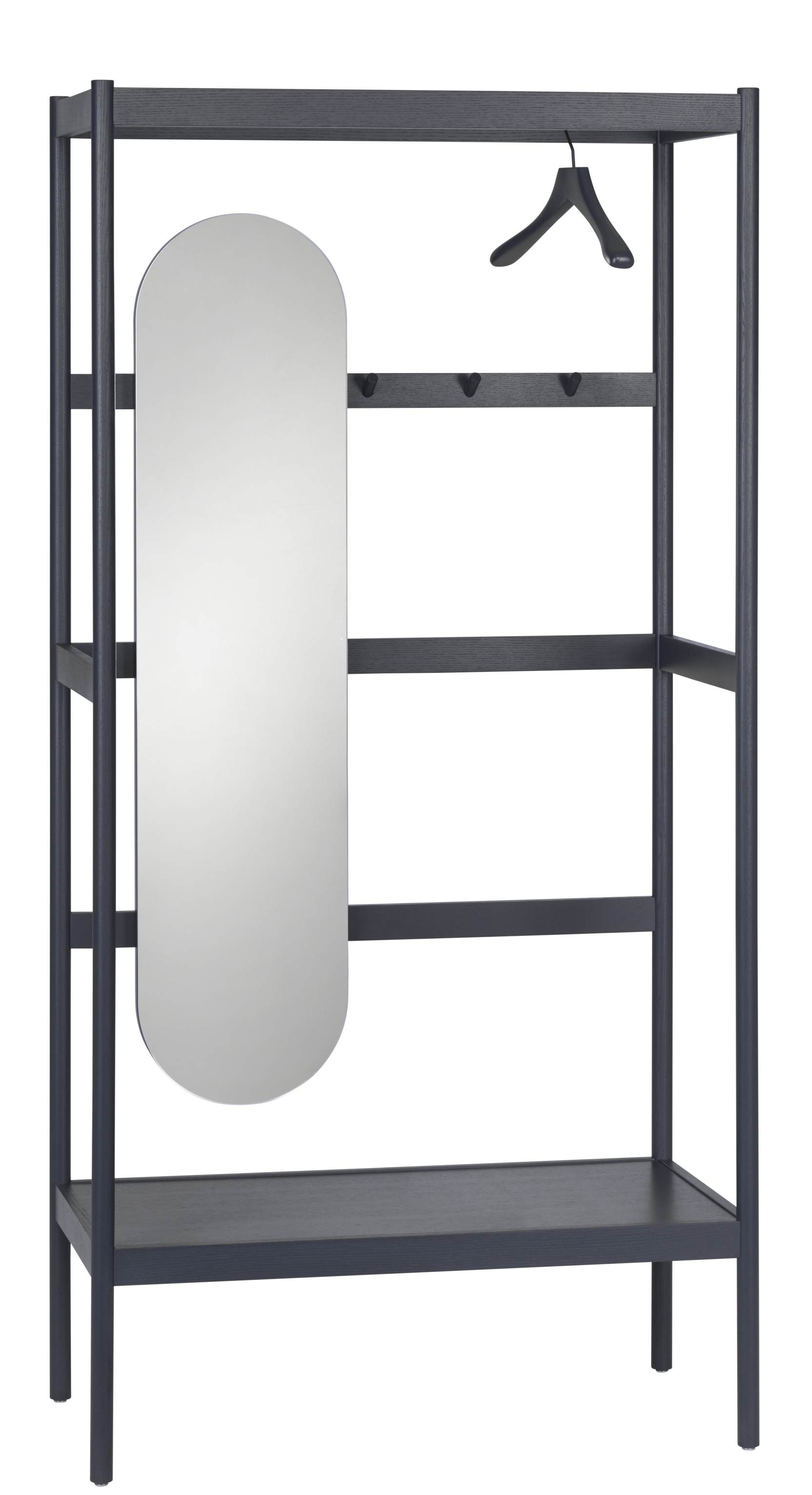 Chester Garderobe mit Spiegel von Schönbuch: Offene Garderobe mit Spiegel, Ablagen, Haken und Kleiderbügel.