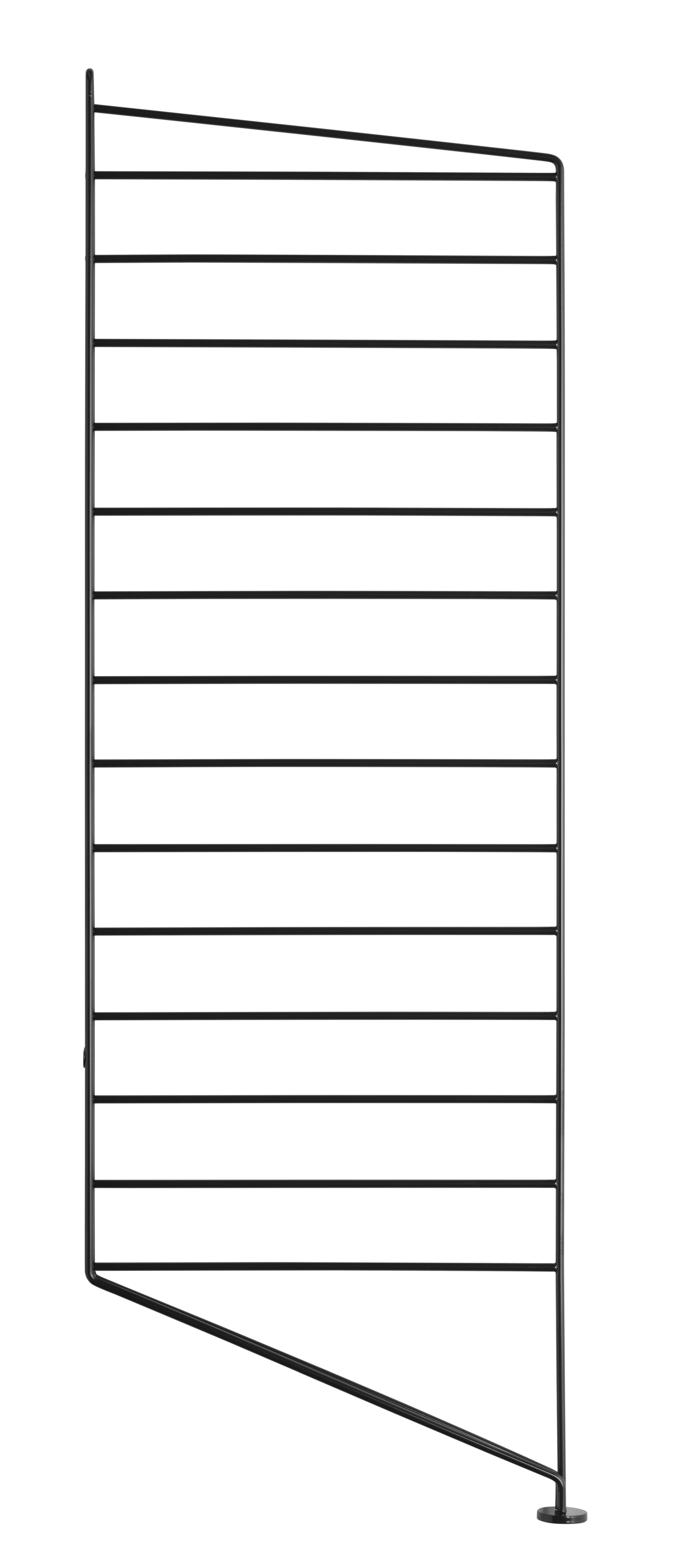 Schwarze String Furniture Bodenleiter, 85 cm hoch, für Regalsysteme und flexible Wandgestaltung.