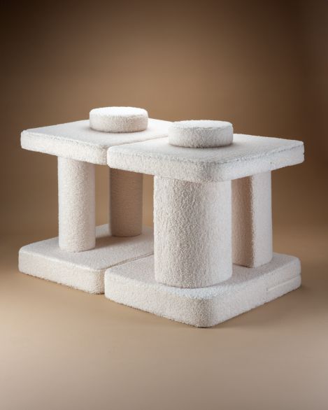 Kinderspielsofa Teddystoff Cremeweiß Wigiwama