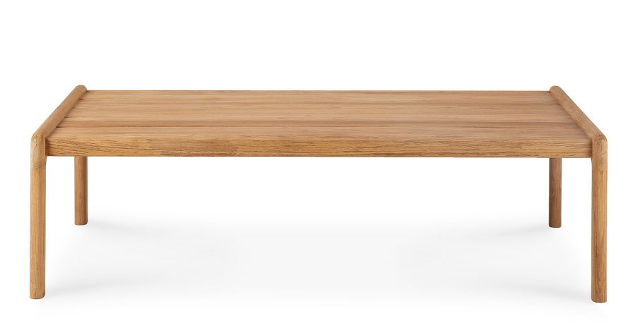 Jack Couchtisch aus Teakholz von Ethnicraft: Rechteckiger Outdoor-Tisch aus massivem Teakholz mit minimalistischem Design.