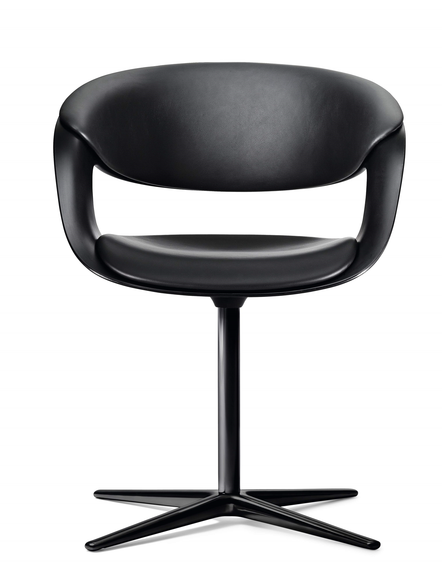 Schwarzer Lox Sessel von Walter Knoll: Moderner Drehstuhl mit Lederbezug und Fußkreuz.