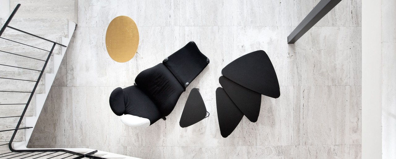 D - Schonbezug für Fußstütze Wink Cassina Popeline rot: Roter Fußstützenbezug aus Popeline.