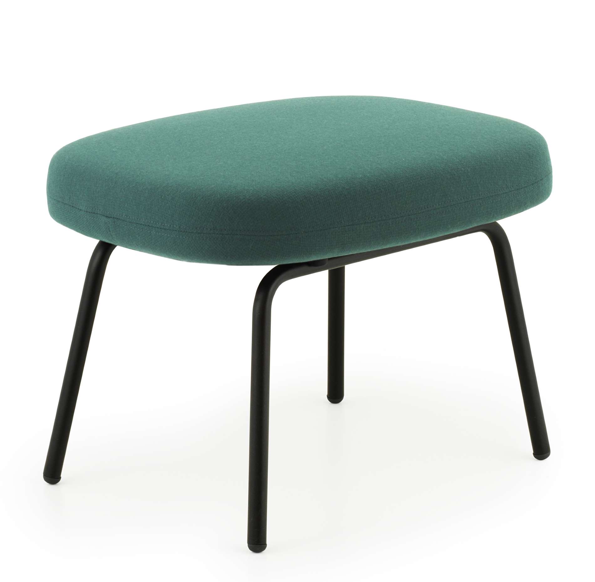 Era Fußhocker von Normann Copenhagen: Ovaler, grüner Hocker mit schwarzen Metallbeinen für Wohnzimmer und Entspannung.