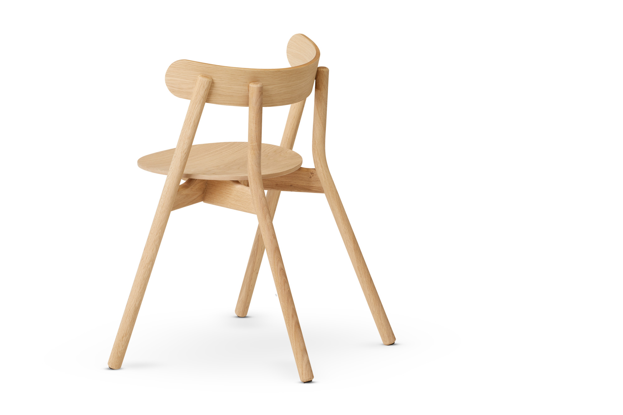 Rückansicht des Oaki Stuhls aus Eiche Northern, ein moderner Holzstuhl für Esszimmer und Küche.
