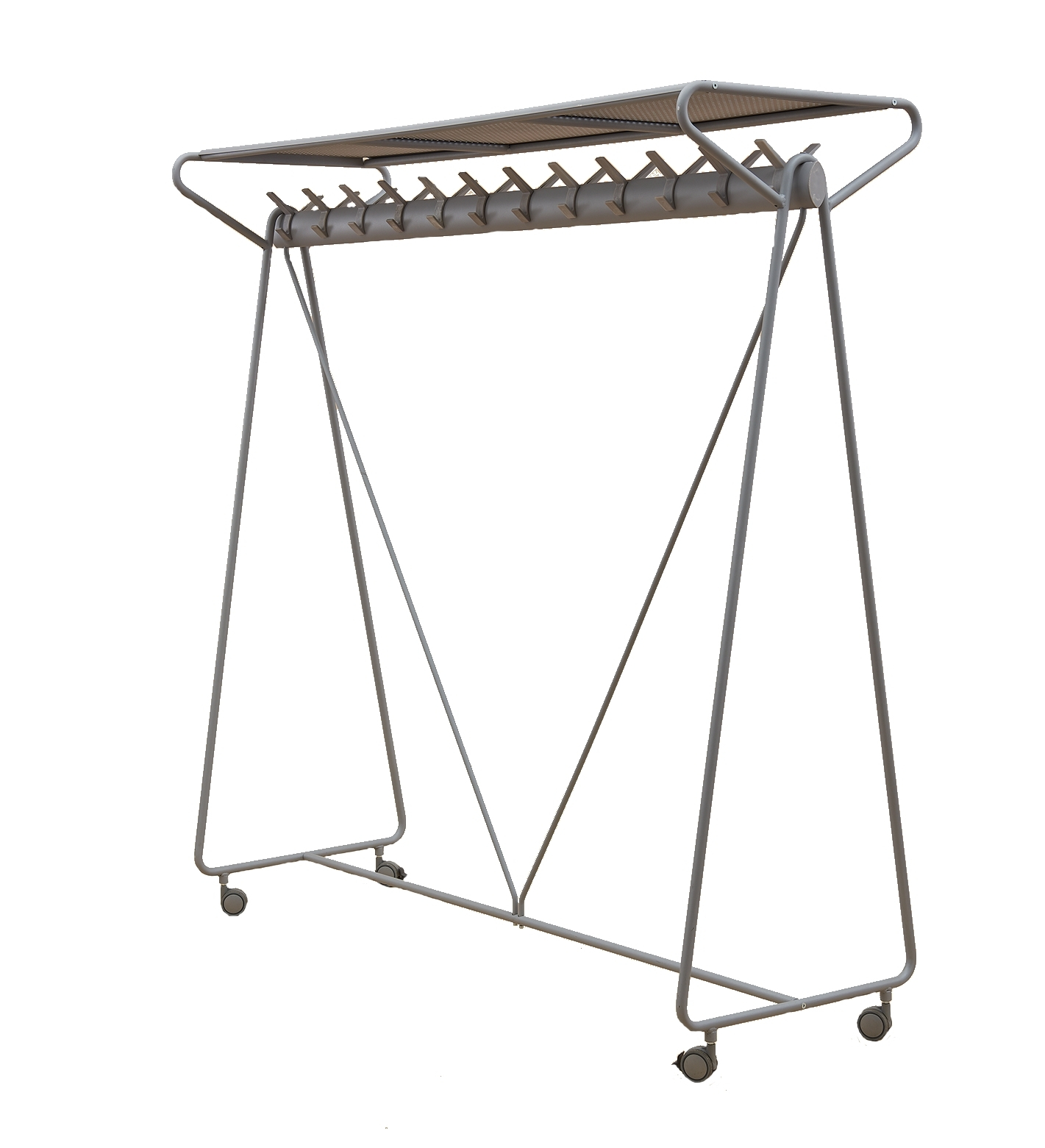 Ellipse Garderobe auf Rollen mit Hutablage von Segis, ideal für Büro und Empfangsbereich.