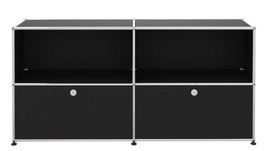 USM Haller Sideboard 2 Offen / 2 Klappen Graphitschwarz - FAST DELIVERY
