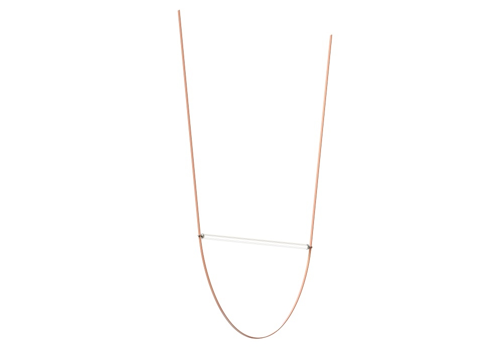 Wireline Pendelleuchte von Flos: Moderne Hängelampe mit Kupfer-Gestell und transparentem Leuchtmittel für stilvolle Innenbeleuchtung.