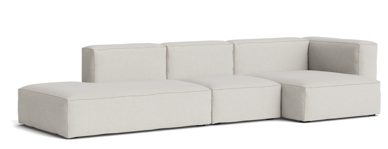 Mags Soft Sofa 3-Sitzer Combination 4 mit Armlehne rechts Hay Stoff Story 102 mit Beige Naht