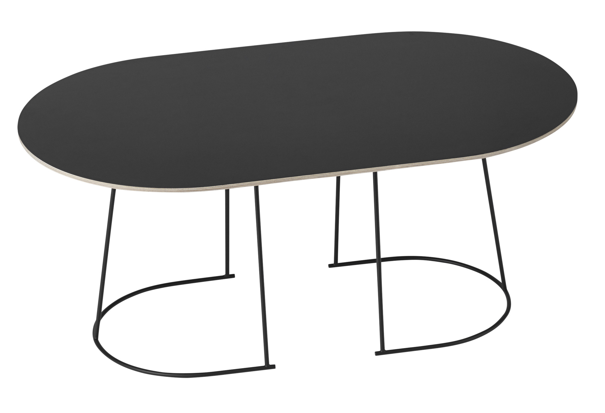 Airy Coffee Table Medium von Muuto in Pflaume mit schwarzem Metallgestell. Moderner Couchtisch.