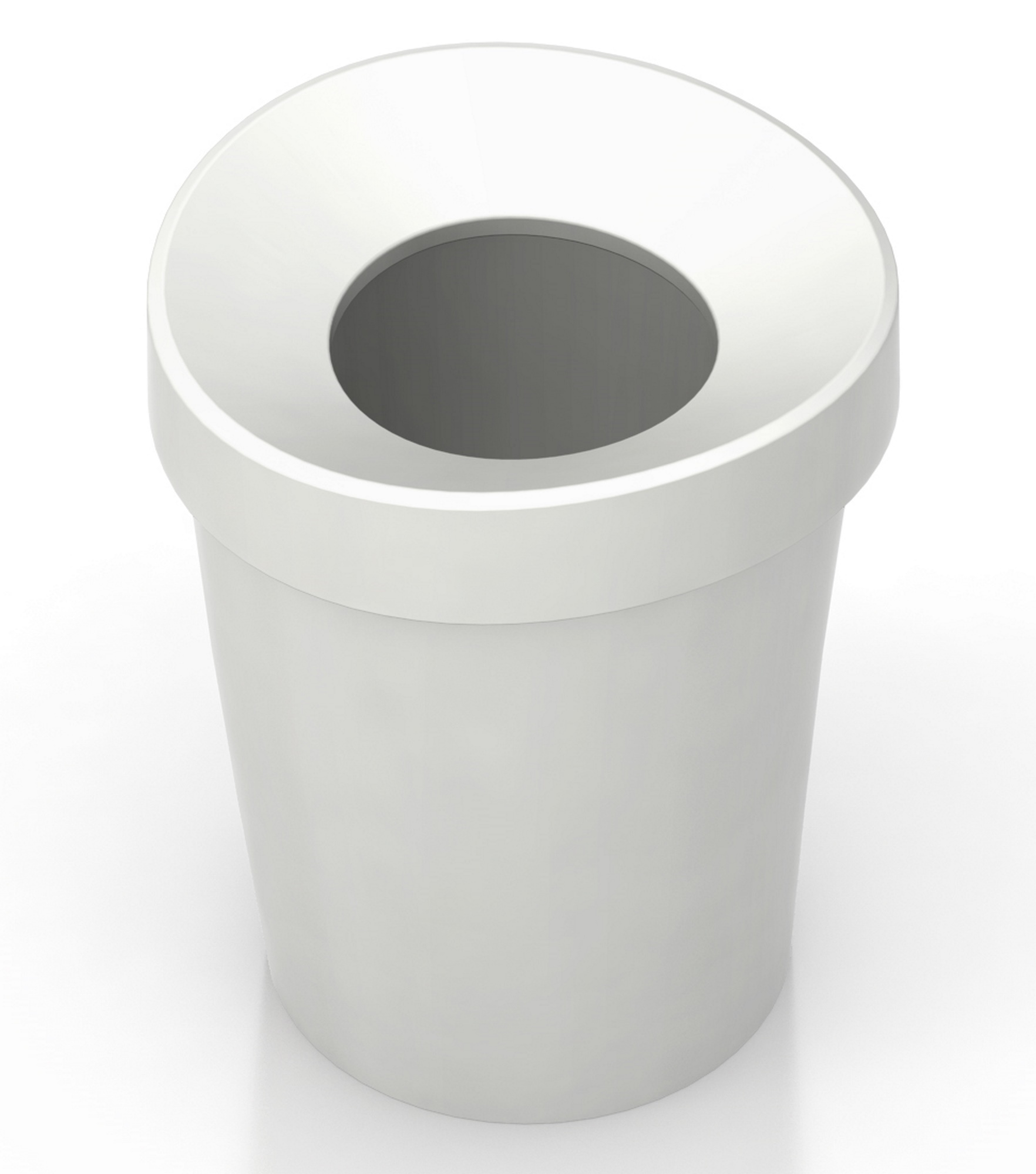 Weißer Happy Bin Papierkorb von Vitra mit runder Öffnung, ideal für Büro und Zuhause.