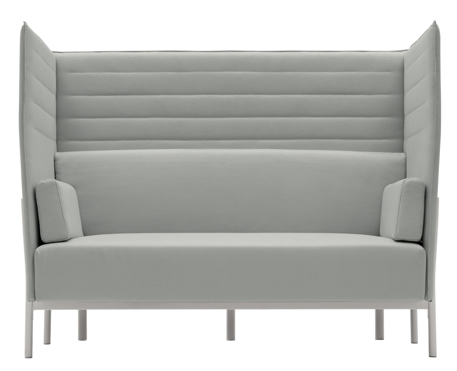 Graues Eleven High Back 2-Sitzer Sofa für Büro und Wartebereich mit hoher Rückenlehne.