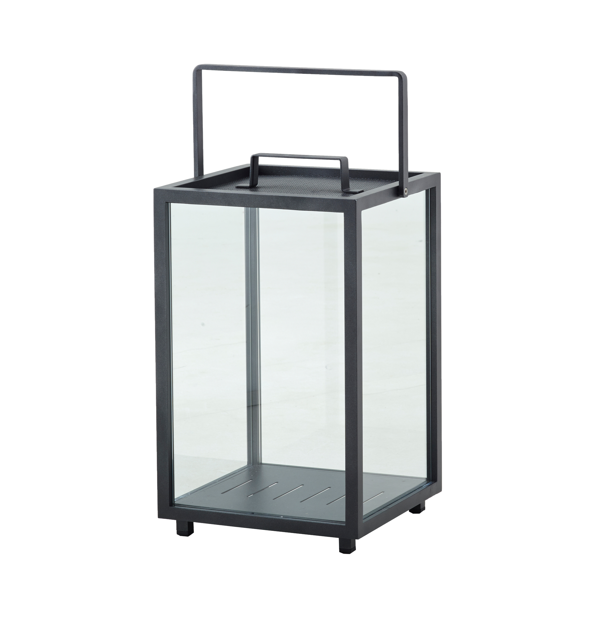 Große Cane-Line Lighthouse Laterne aus Aluminium und Glas, mit Tragegriff.