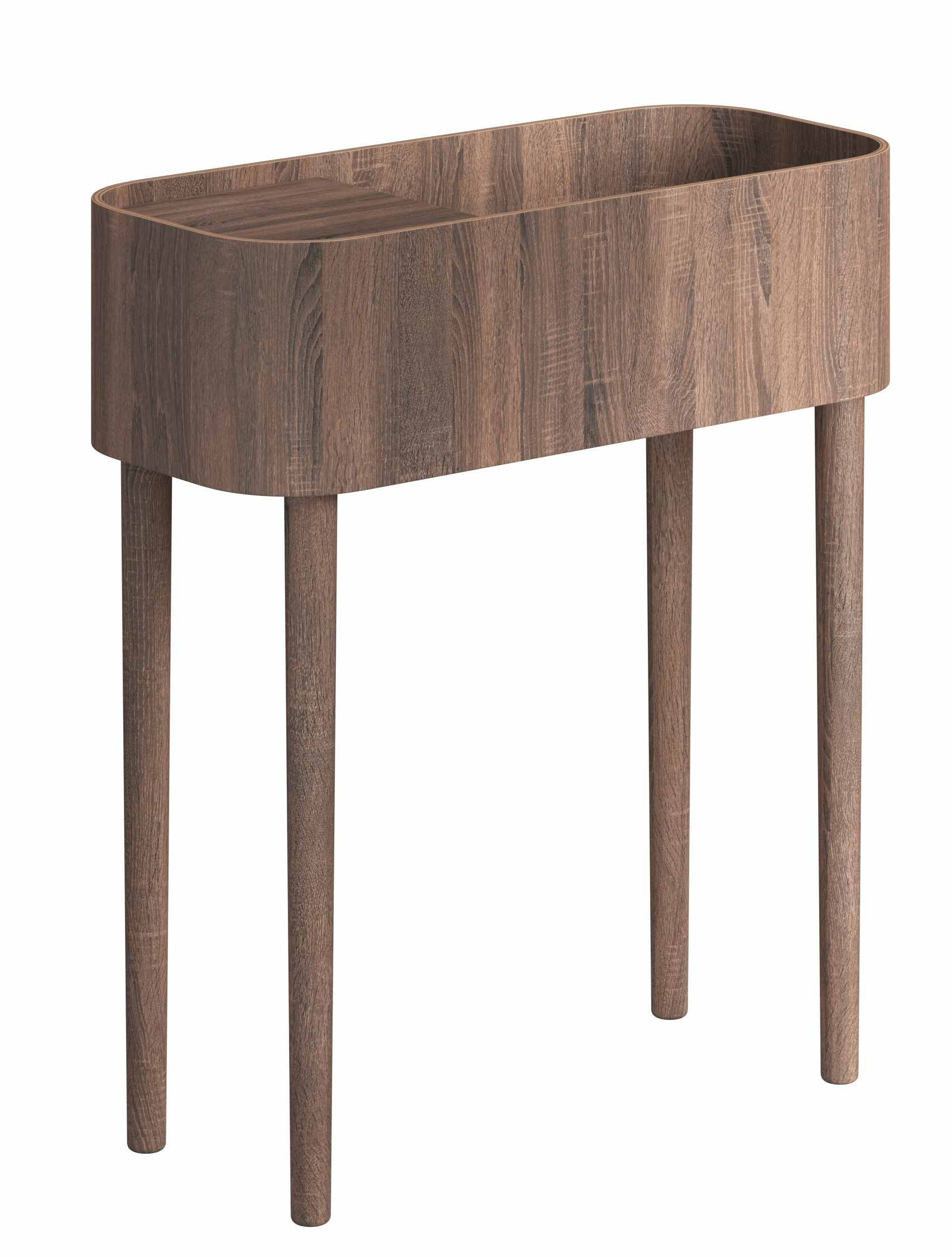 Serena Konsole Tisch aus dunkel gebeizter Eiche von Novoform, modernes Design mit schlanken Beinen.