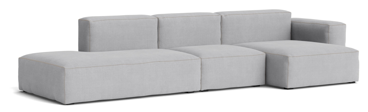 Mags Soft Sofa 3-Sitzer Combination 4 Low Armrest Armlehne rechts Hay Stoff Linara 443 mit Beige Naht
