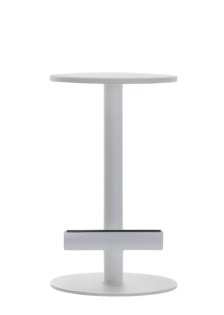 Weißer Twig Barhocker von MDF Italia mit runder Sitzfläche und Fußstütze, modernes Möbeldesign.