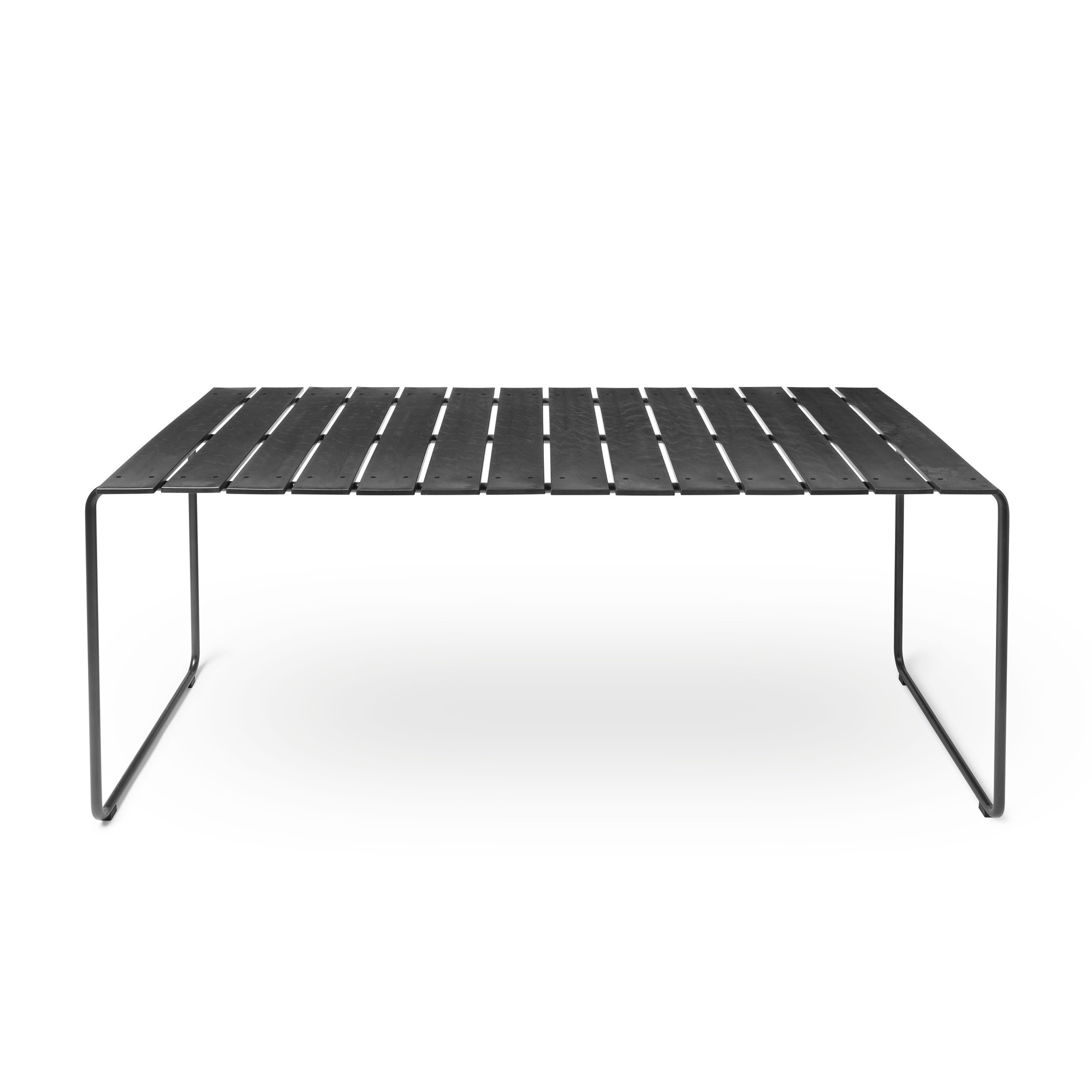 Schwarzer Ocean Table Outdoor Tisch für 4 Personen, moderner Gartentisch mit Lattenrost.