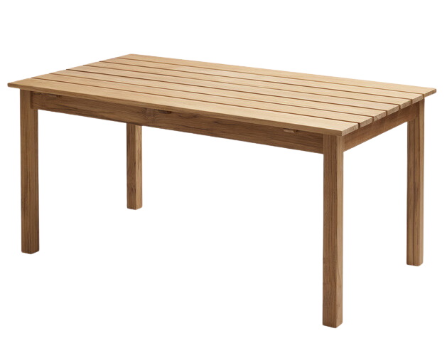 Skagen Esstisch Outdoor von Skagerak: Rechteckiger Gartentisch aus Teakholz mit Lattenrost-Tischplatte.
