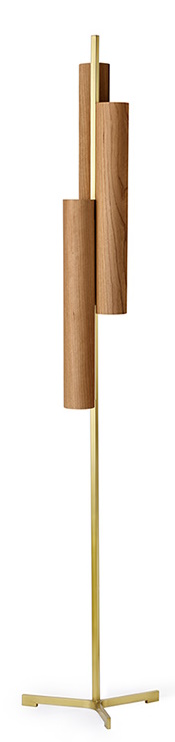 Black Note Triplet Floor LED Stehleuchte LZF Lamps Metall Gold, Kirsche