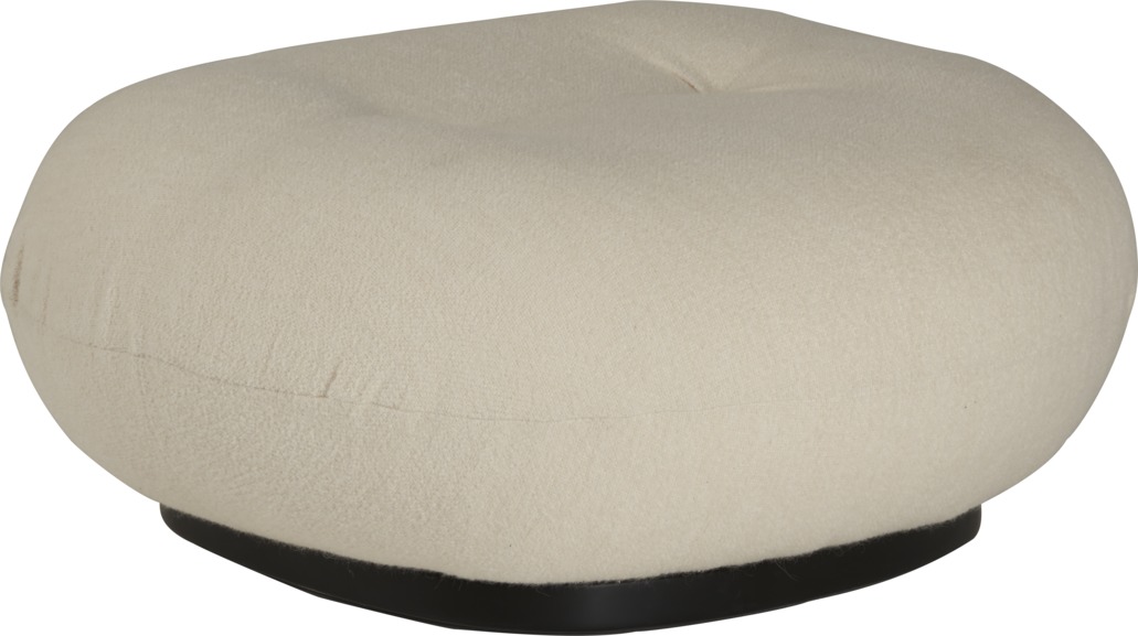 Beiger Pacha Ottoman von Gubi: Gemütlicher, runder Hocker mit weichem Stoffbezug für Wohnzimmer und Lounge.