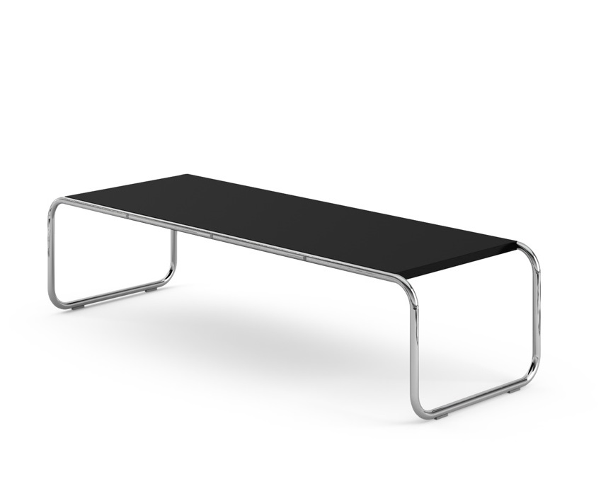 Schwarzer Laccio Couchtisch mit verchromtem Stahlgestell von Knoll International, modernes Design für Wohnzimmer.