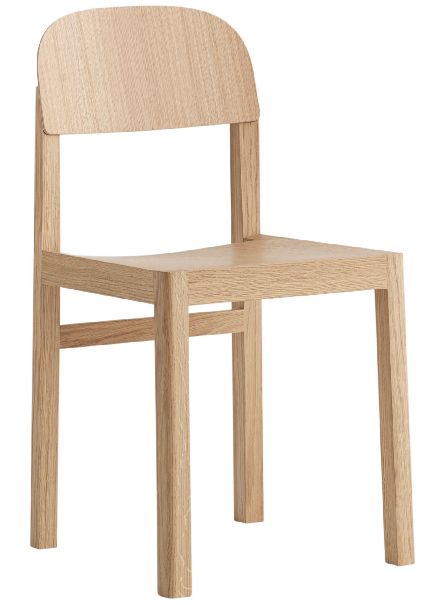 Muuto Workshop Chair Stuhl aus hellem Eichenholz, minimalistisches Design für Esszimmer oder Büro.