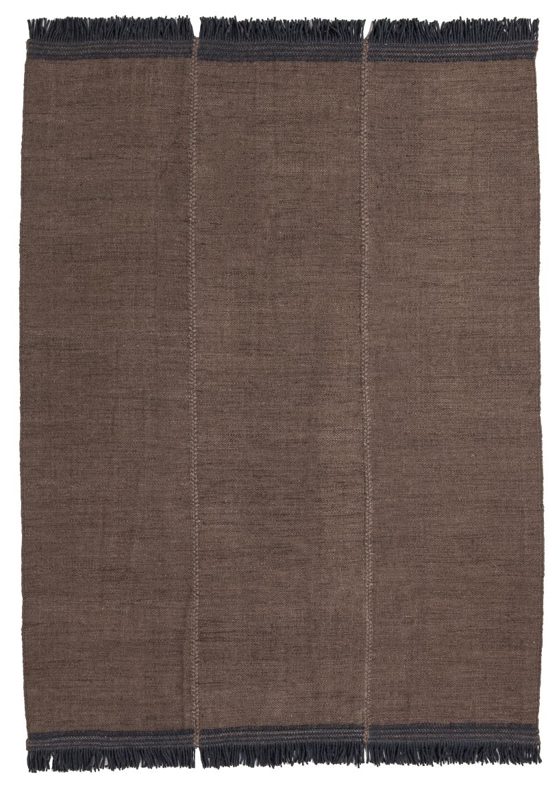 Brauner Mía Teppich von Nanimarquina (200x300cm) mit Fransen, ideal für Wohnzimmer und Schlafzimmer.