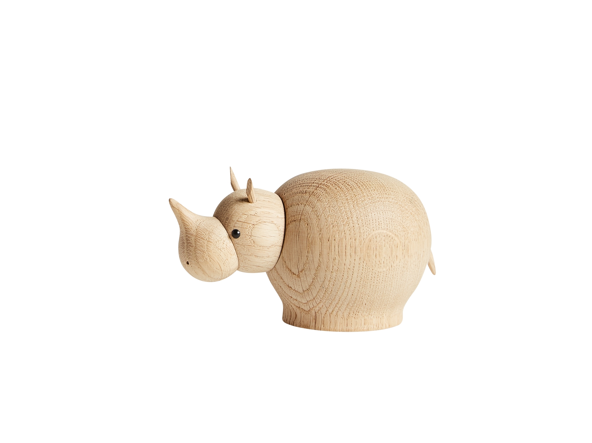 Rina Rhinoceros Holzfigur: Kleines, helles Nashorn aus Holz, Deko-Objekt für Kinderzimmer.