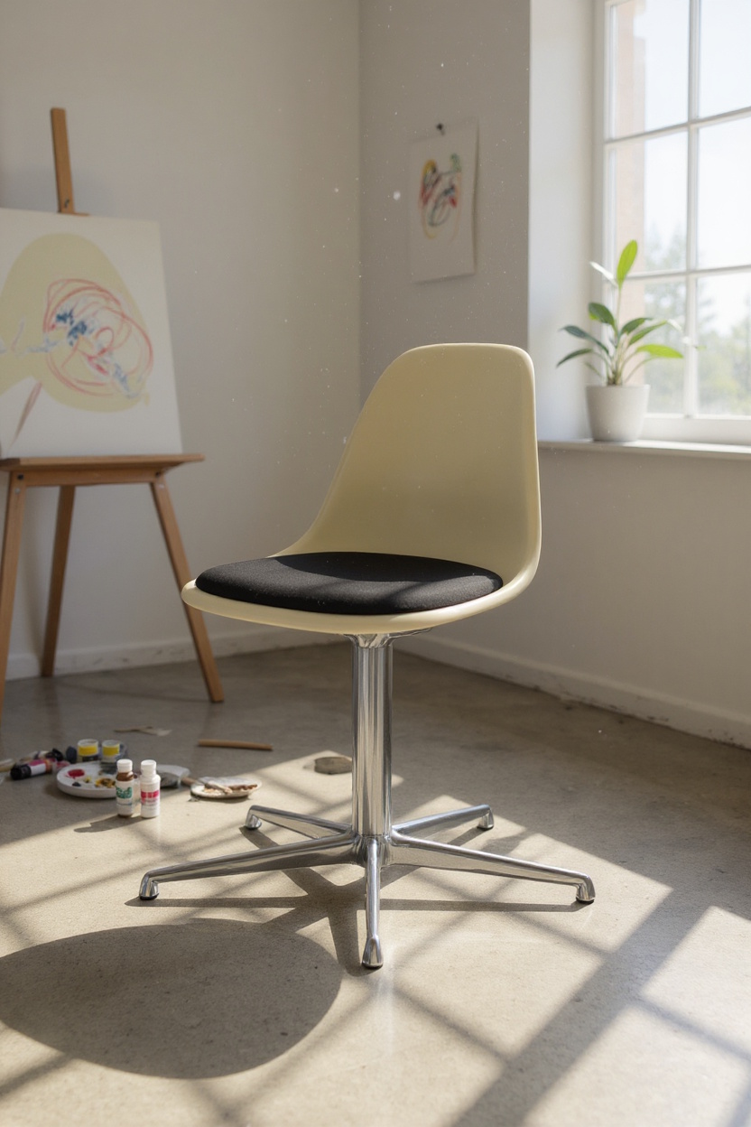 Eames Fiberglass Side Chair DSL mit Sitzpolster Vitra