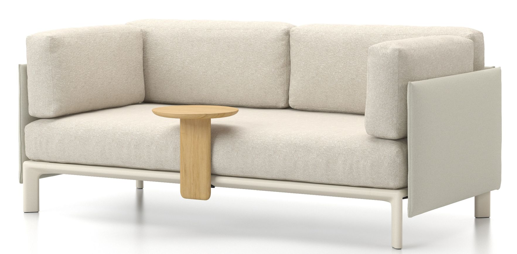 Anagram 2-Sitzer Sofa mit Beistelltisch aus Holz, modernes Design für Wohnzimmer und Lounge.