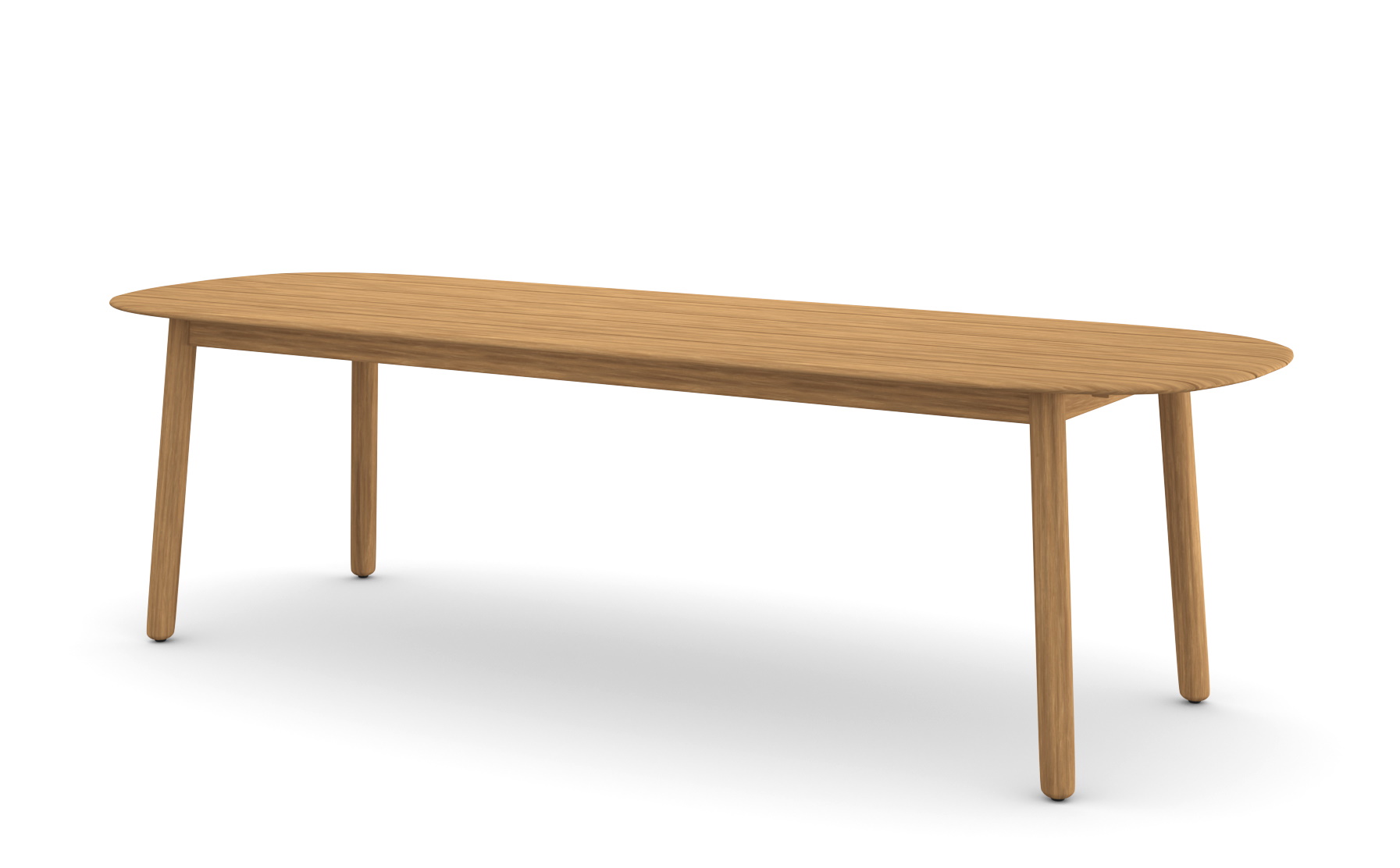 Mbrace Esstisch von Dedon, Länge 270cm, aus Teakholz mit abgerundeten Ecken und vier Beinen.