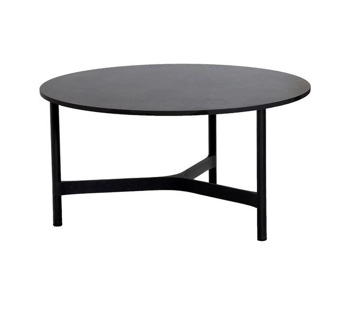 Cane-Line Twist Beistelltisch Large aus Aluminium in Lavagrau, runder Couchtisch für den Garten.