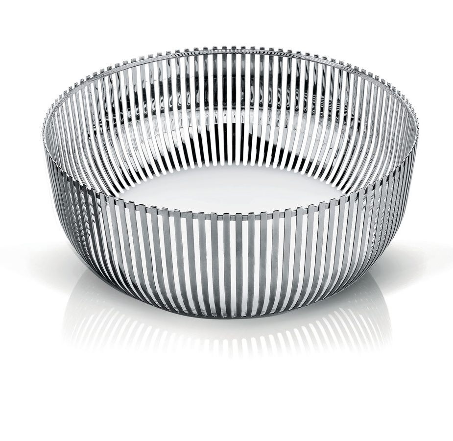Alessi Obstschale PCH05/30 aus glänzendem Edelstahl, modernes Design für Obst und Dekoration.