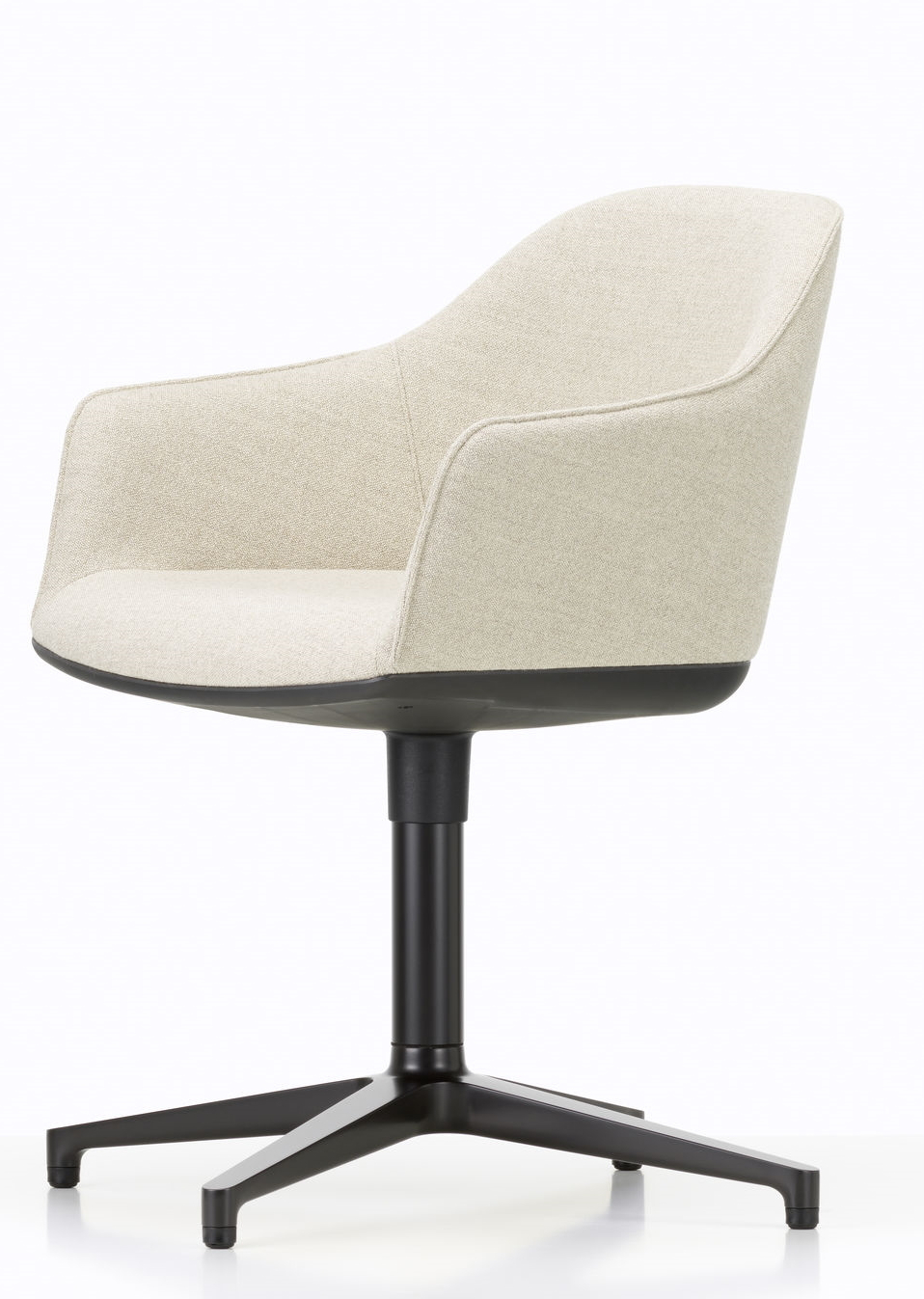 Vitra Softshell Chair mit Viersternfuß, Stoffbezug in Beige, Bürostuhl und Designklassiker.