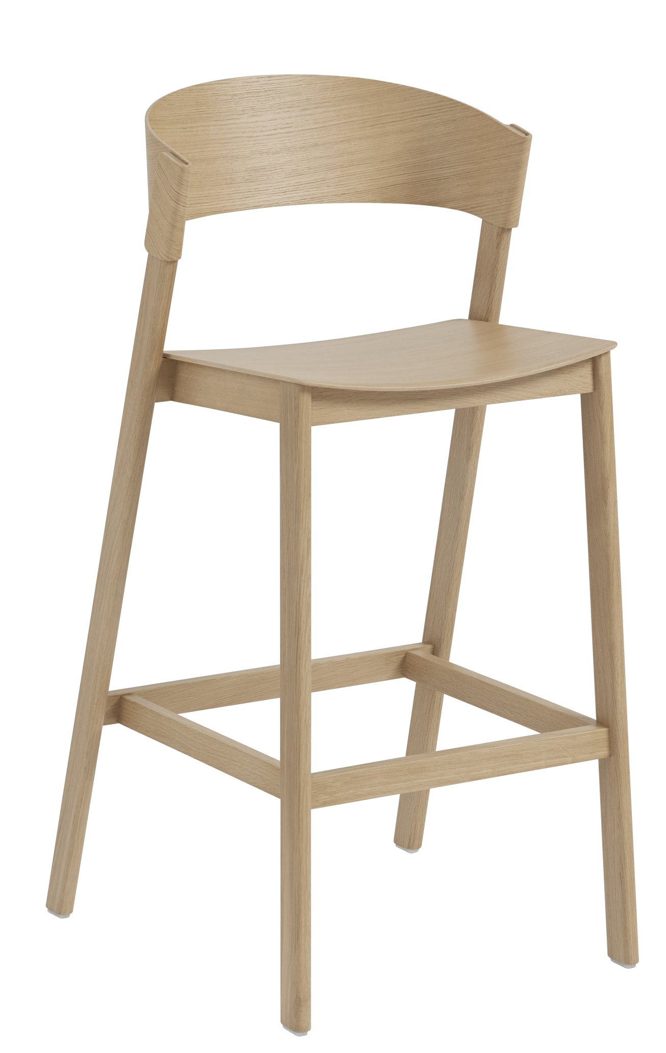 Muuto Cover Barhocker H 75 cm: Moderner, heller Holz-Barstuhl für Küche oder Bar.