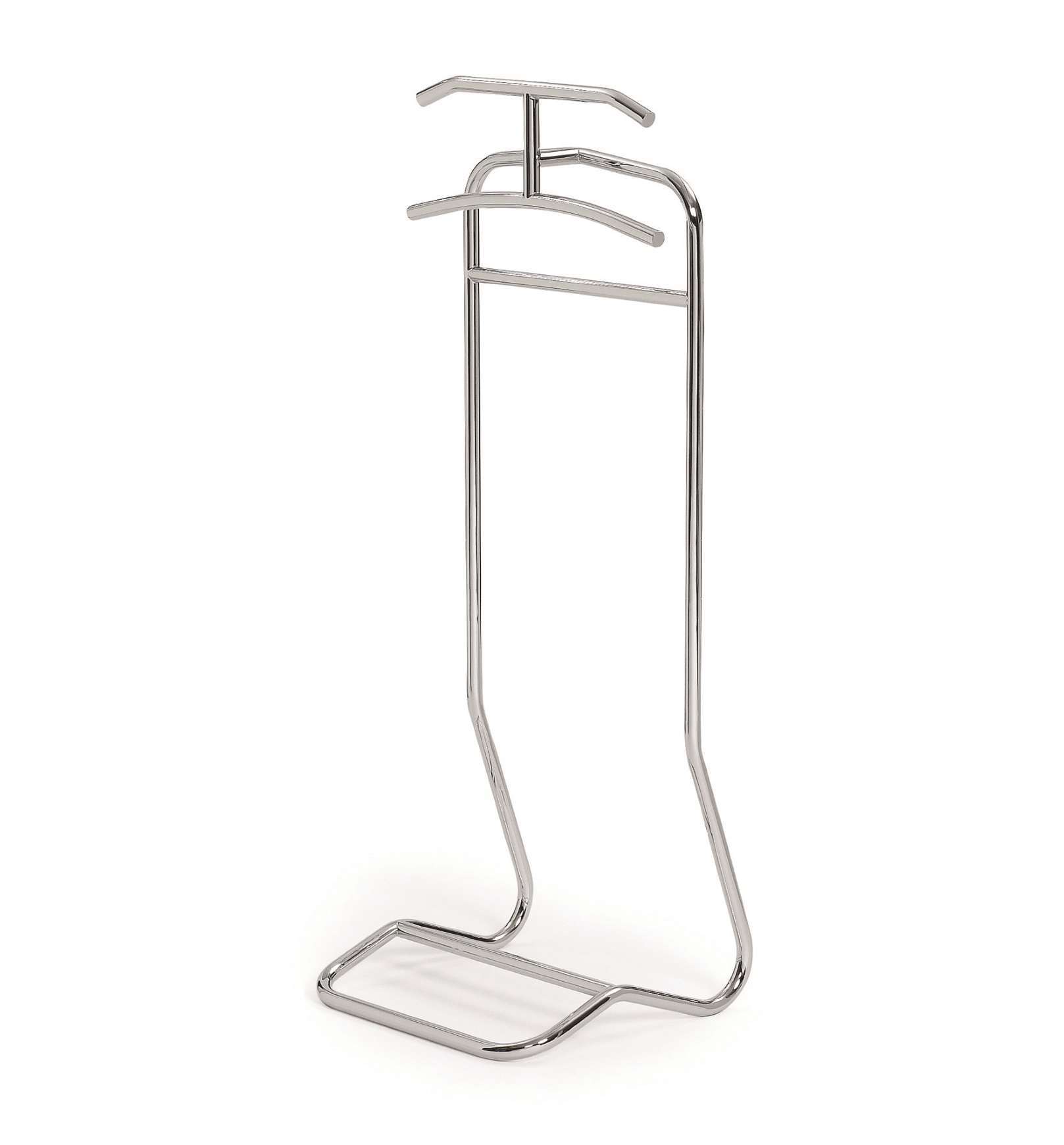 ClassiCon Mandu Stummer Diener aus verchromtem Stahl, moderner Kleiderständer für Schlafzimmer und Ankleidezimmer.